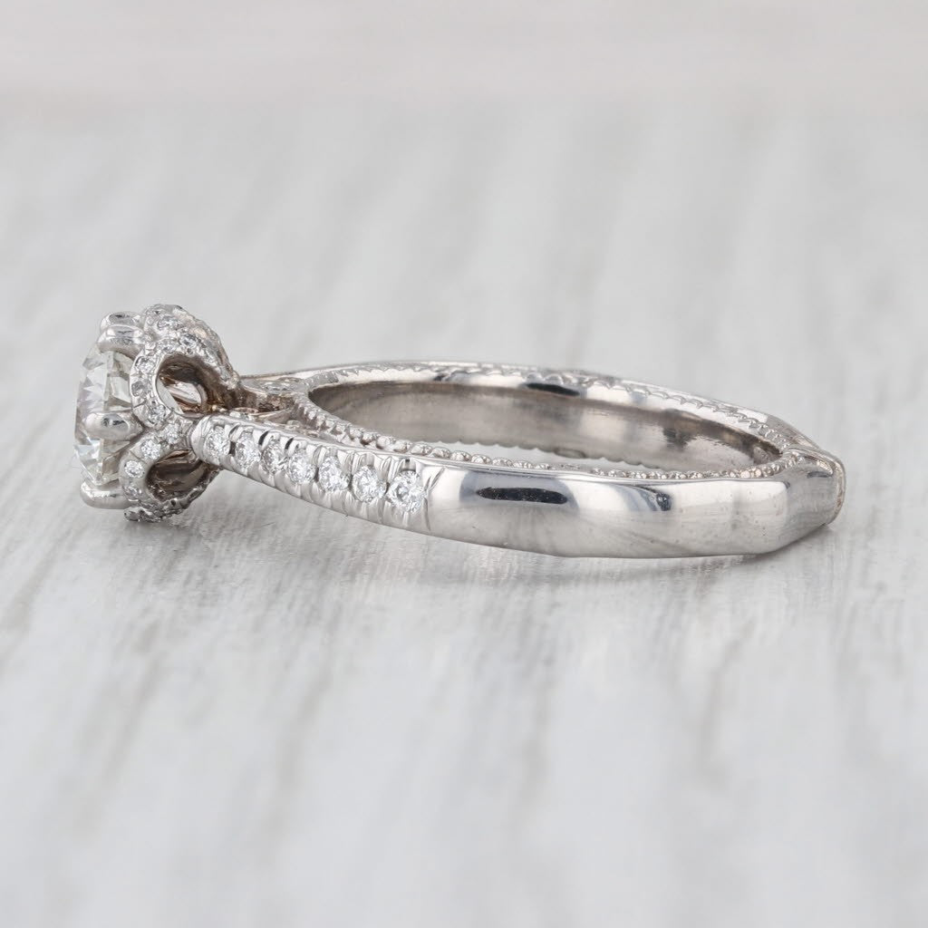 1.02ct Round Brilliant Diamond Halo Engagement Ring — GIA Certified, 18k White Gold
