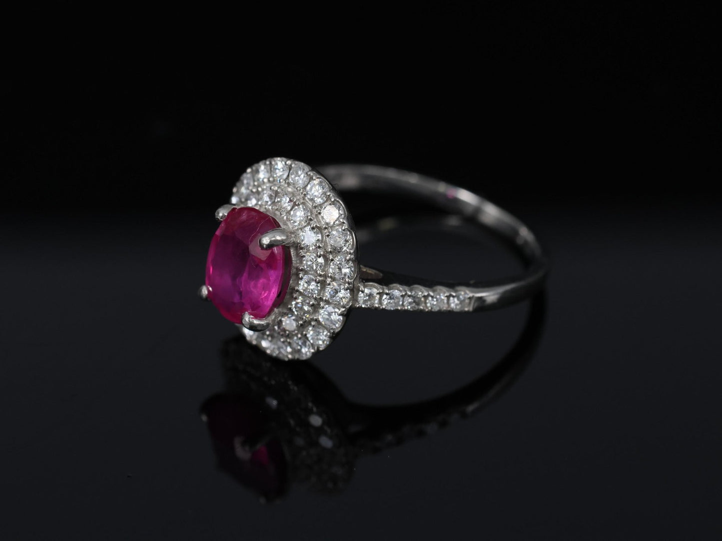 1.45ct Oval Burma Ruby 0.55ct Diamond Halo Ring — GIA Certified, Platinum