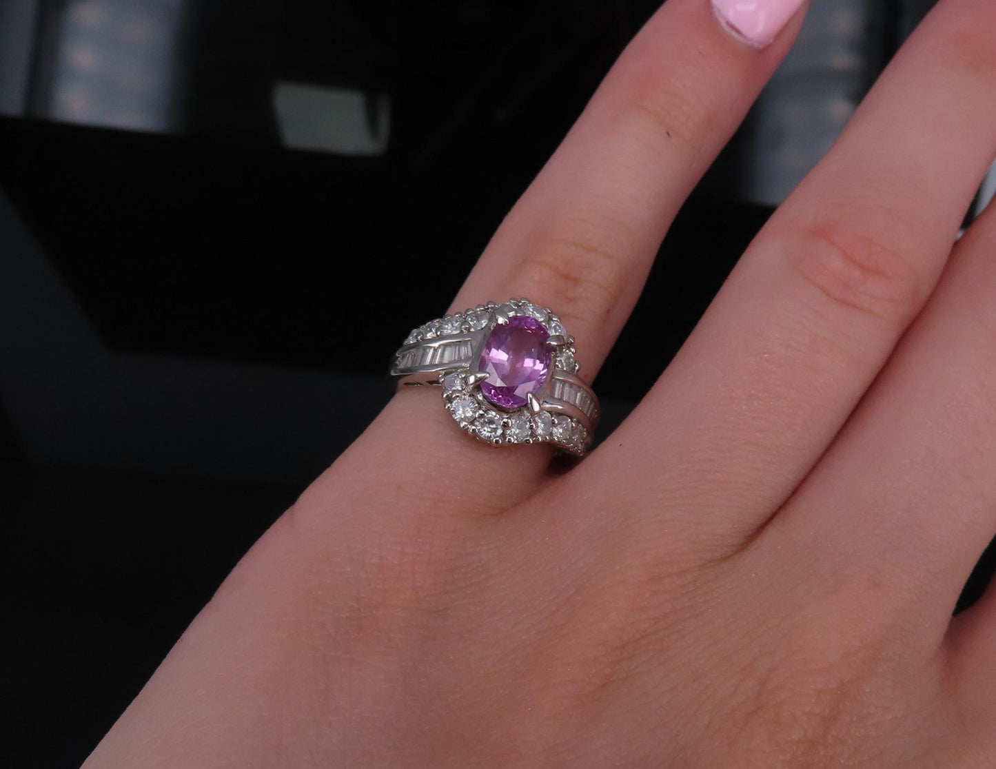 2.02ct Oval Pink Sapphire & 1.00ct Diamond Ring — GIA Certified, Platinum