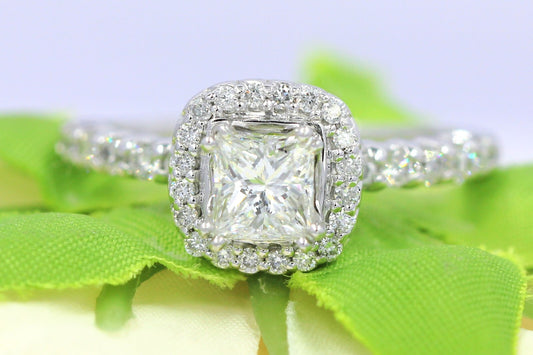 0.70ct Square Modified Brilliant Diamond Engagement Ring — GIA Certified, 14k White Gold