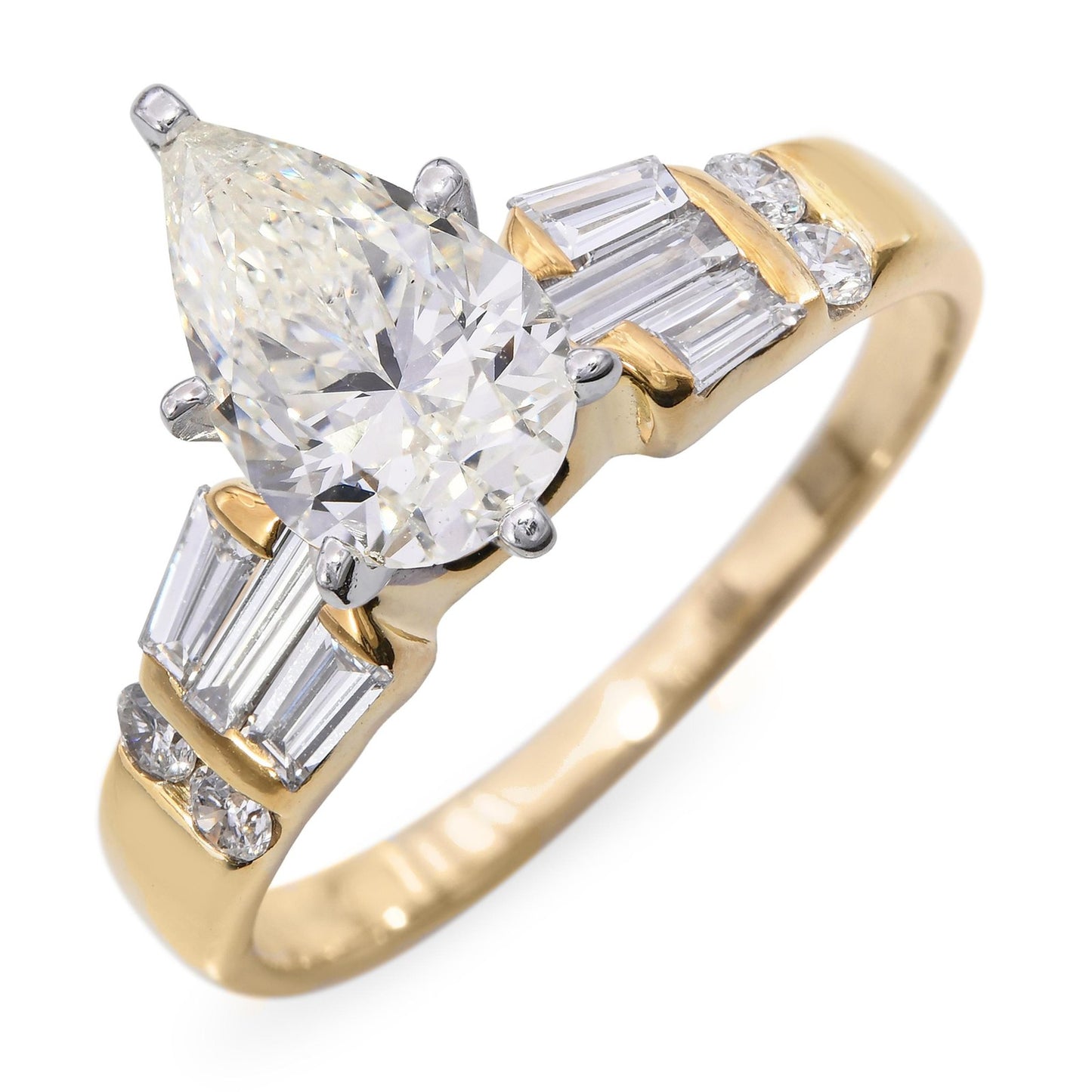 1.26ct Pear Brilliant Diamond Vintage Ring — GIA Certified, 14k Yellow Gold