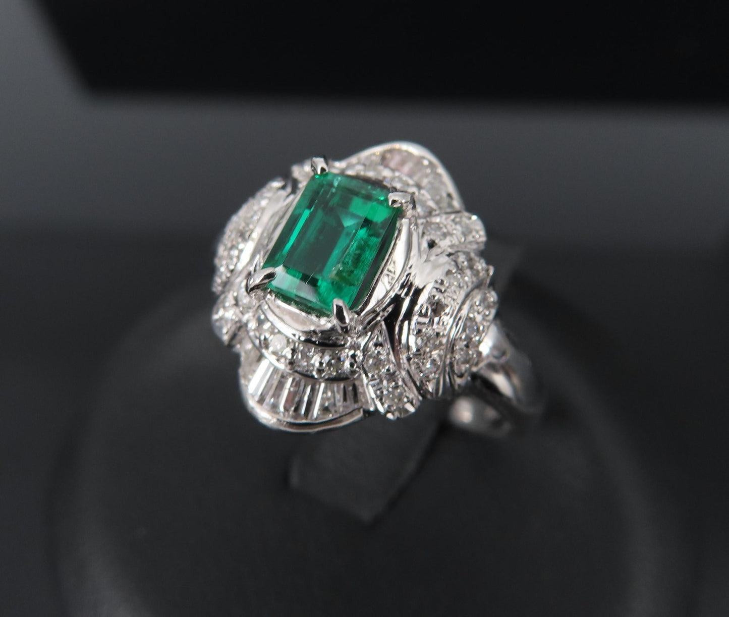 0.61ct Emerald Cut Colombian Emerald & 0.32ct Diamond Ring — GIA Certified, Platinum