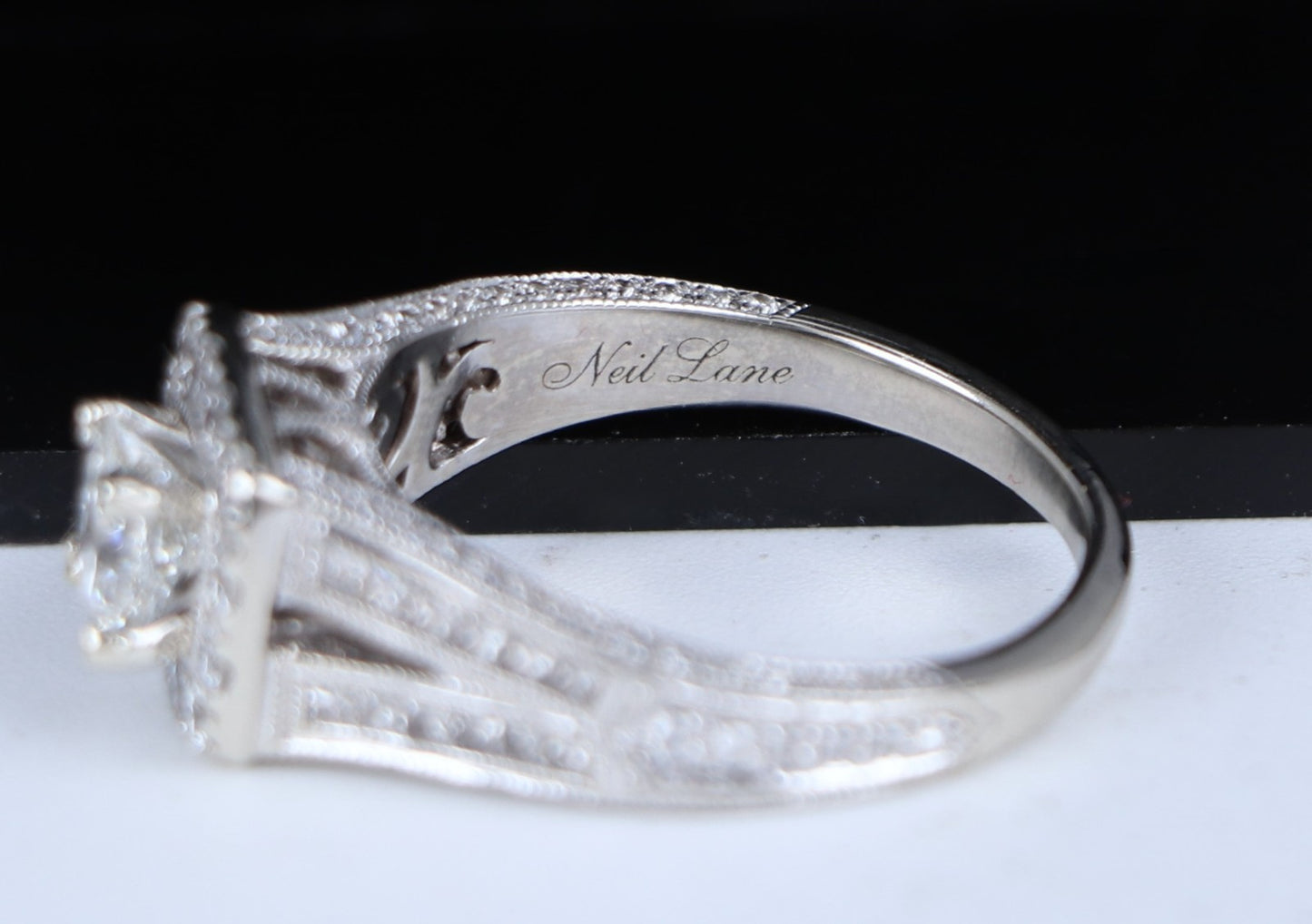 0.70ct Princess Cut Diamond Halo Engagement Ring — GIA Certified, 14k White Gold