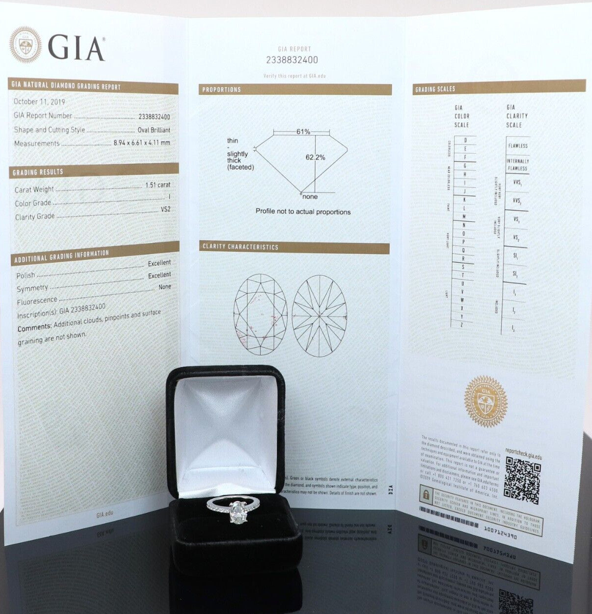 1.51ct Oval Diamond Engagement Ring — GIA Certified, 14k White Gold
