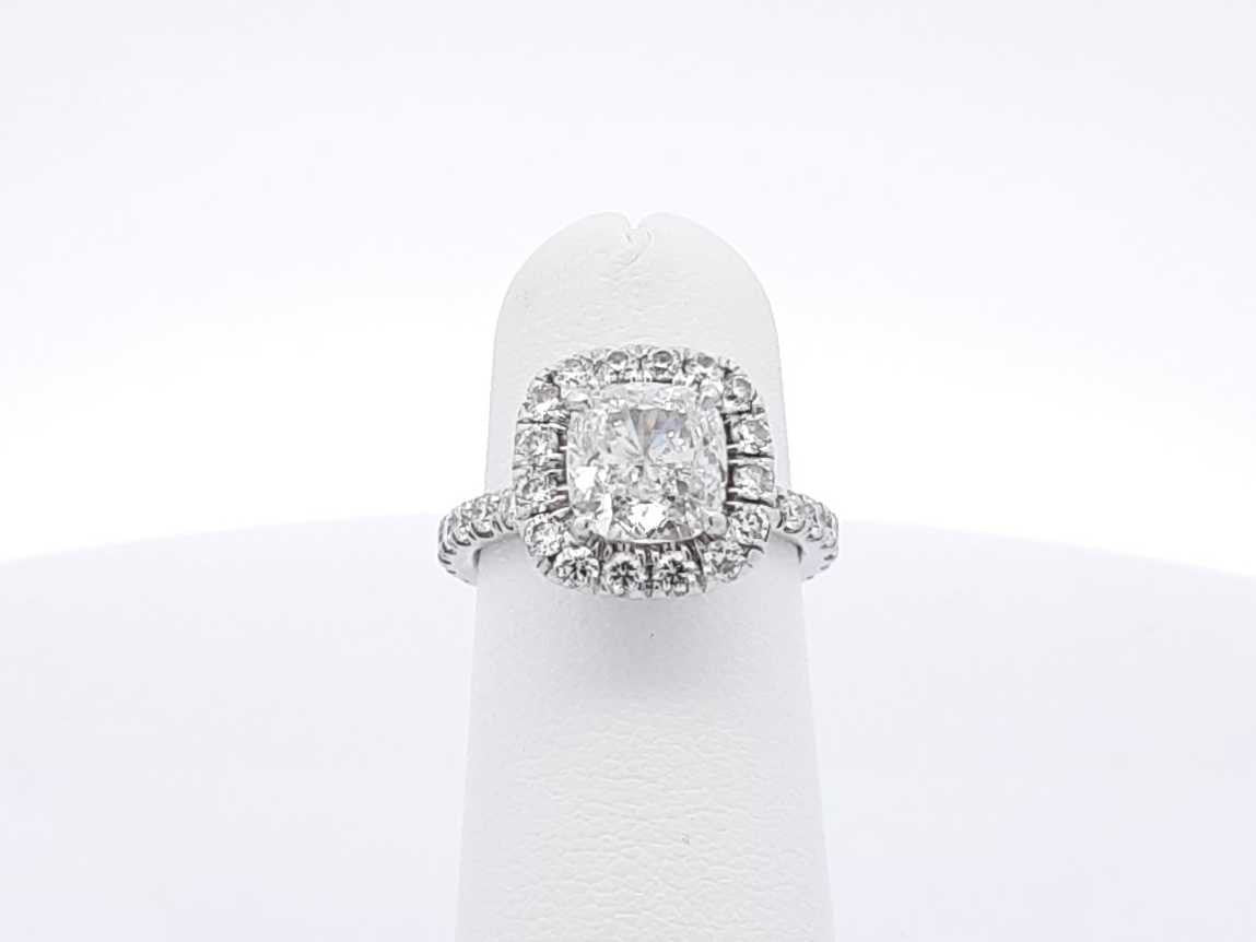 2.46ct Oval Diamond & Ruby Halo Engagement Ring — GIA Certified, 18k White Gold