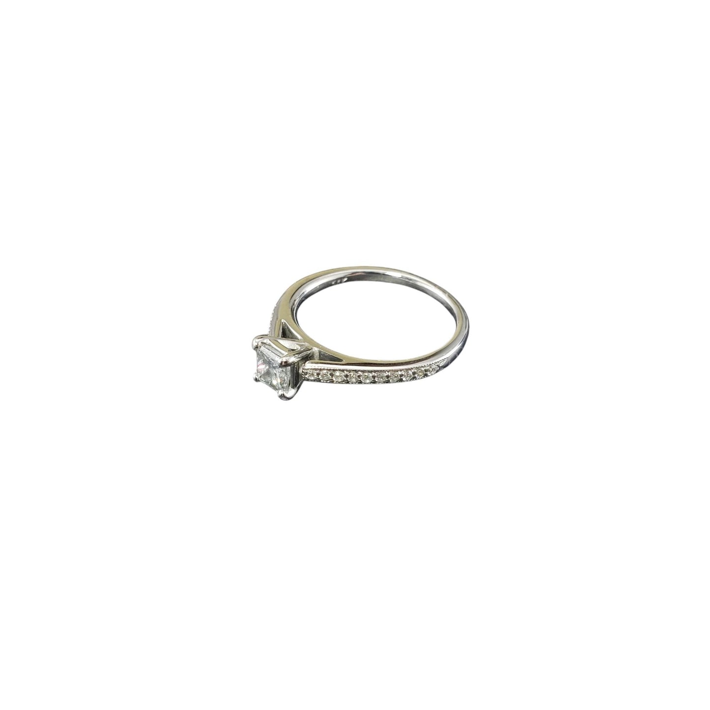 0.42ct Square Modified Brilliant Diamond Engagement Ring — GIA Certified, 14k White Gold
