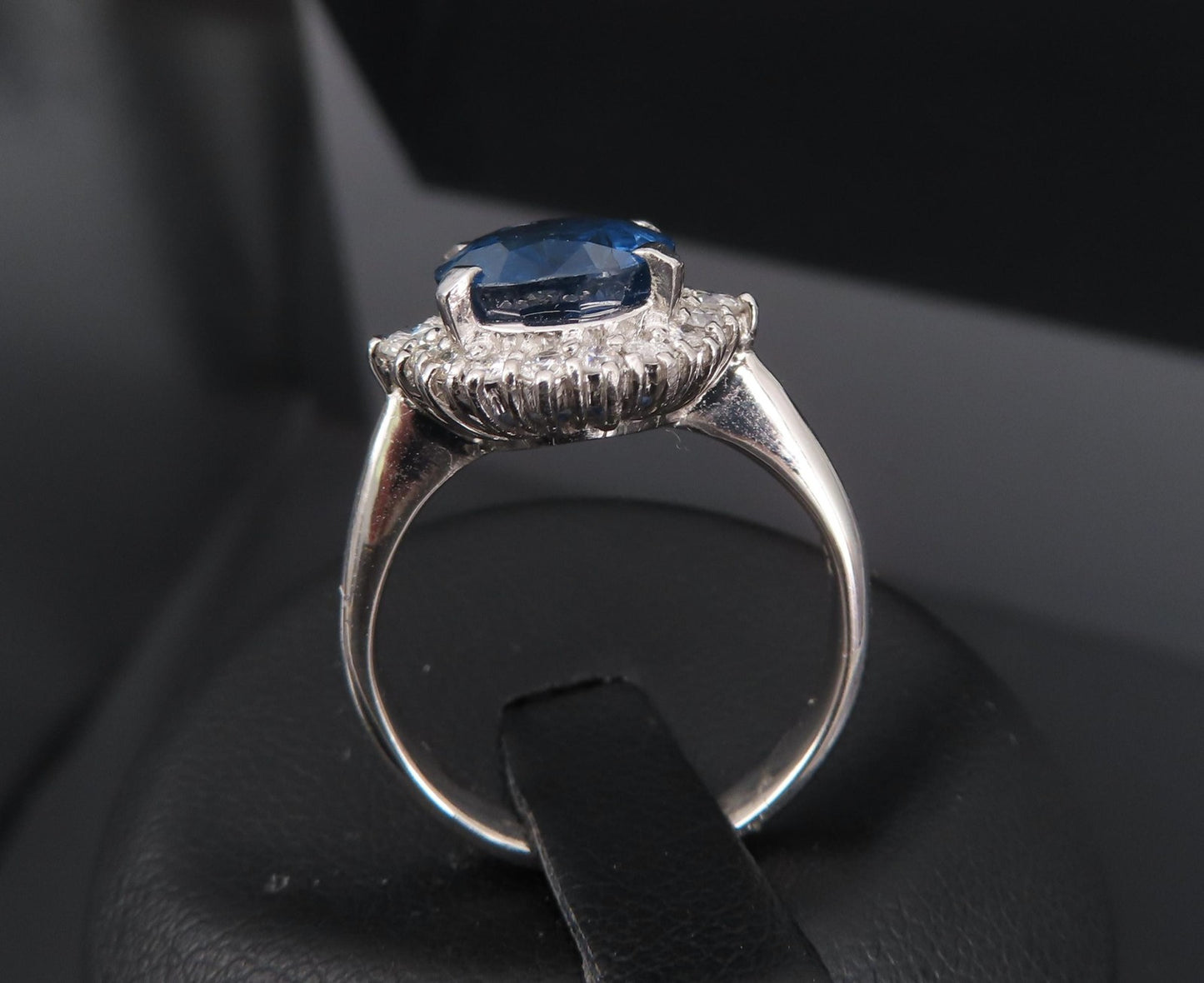 4.06ct Oval Diamond Sapphire Halo Ring — GIA Certified, 14k White Gold