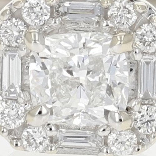 1.38ct Cushion Cut Diamond Halo Engagement Ring — GIA Certified, 14k White Gold