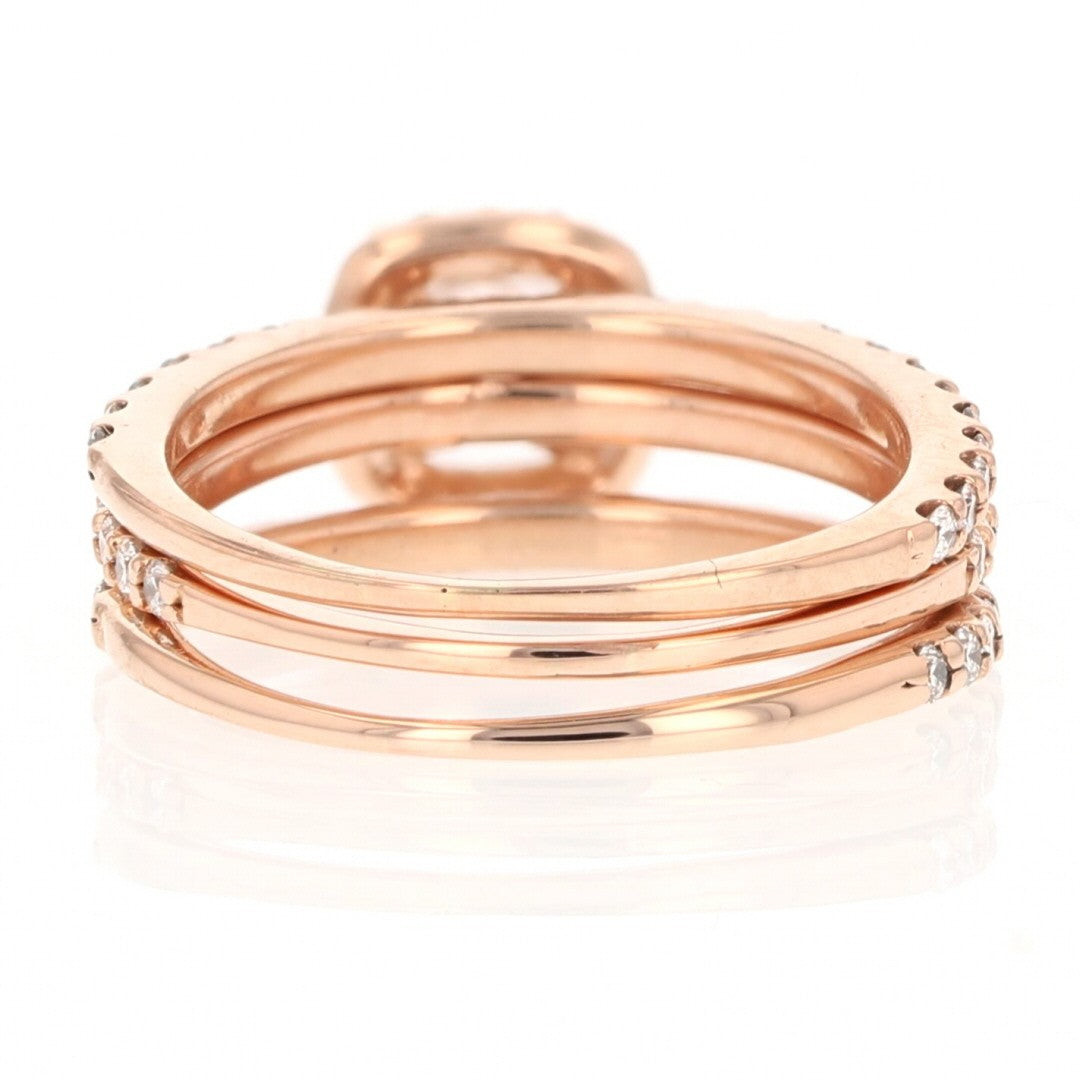 1.41ct Cushion Diamond Halo Pavé Wedding Set — GIA Certified, 14k Rose Gold
