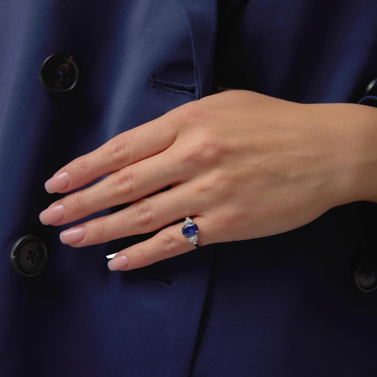 2.10ct Oval Sapphire Diamond Ring — GIA Certified, Platinum