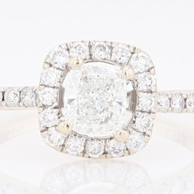 1.13ct Cushion Diamond Halo Engagement Ring — GIA Certified, 14k White Gold