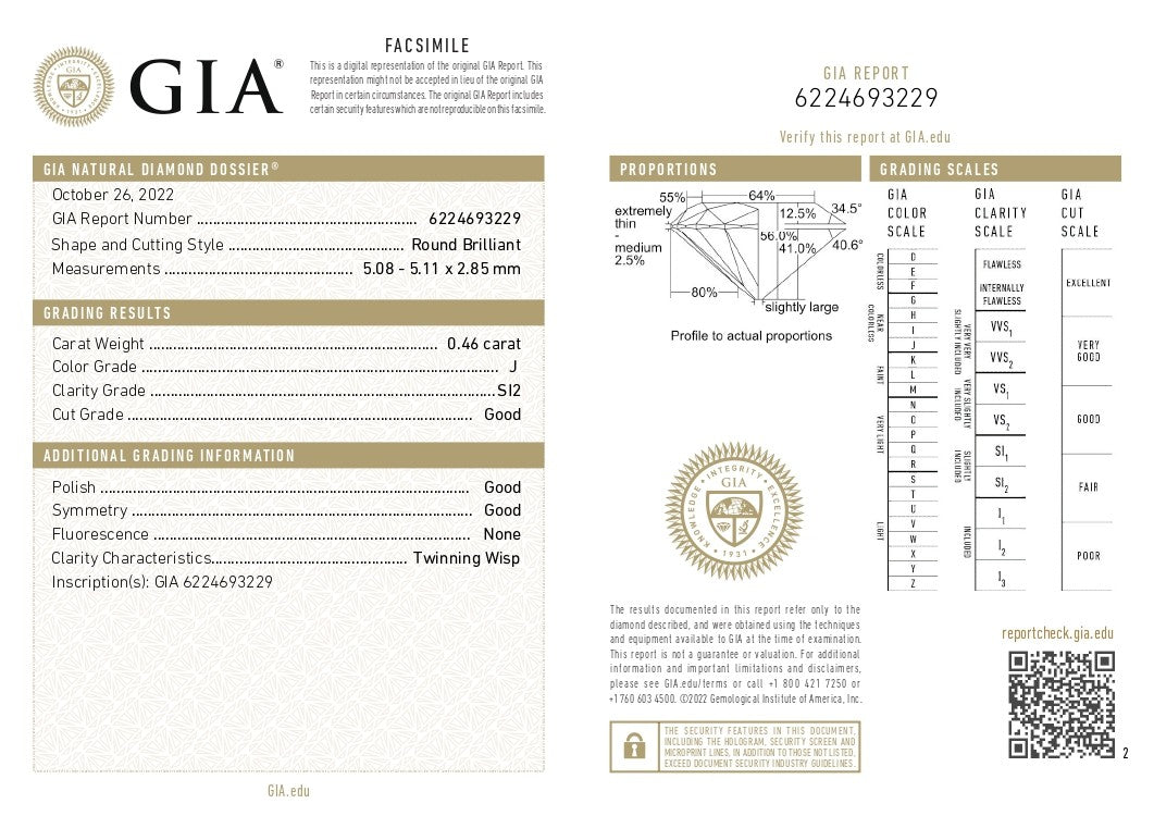 0.46ct Round Brilliant Diamond Solitaire Ring — GIA Certified, Platinum