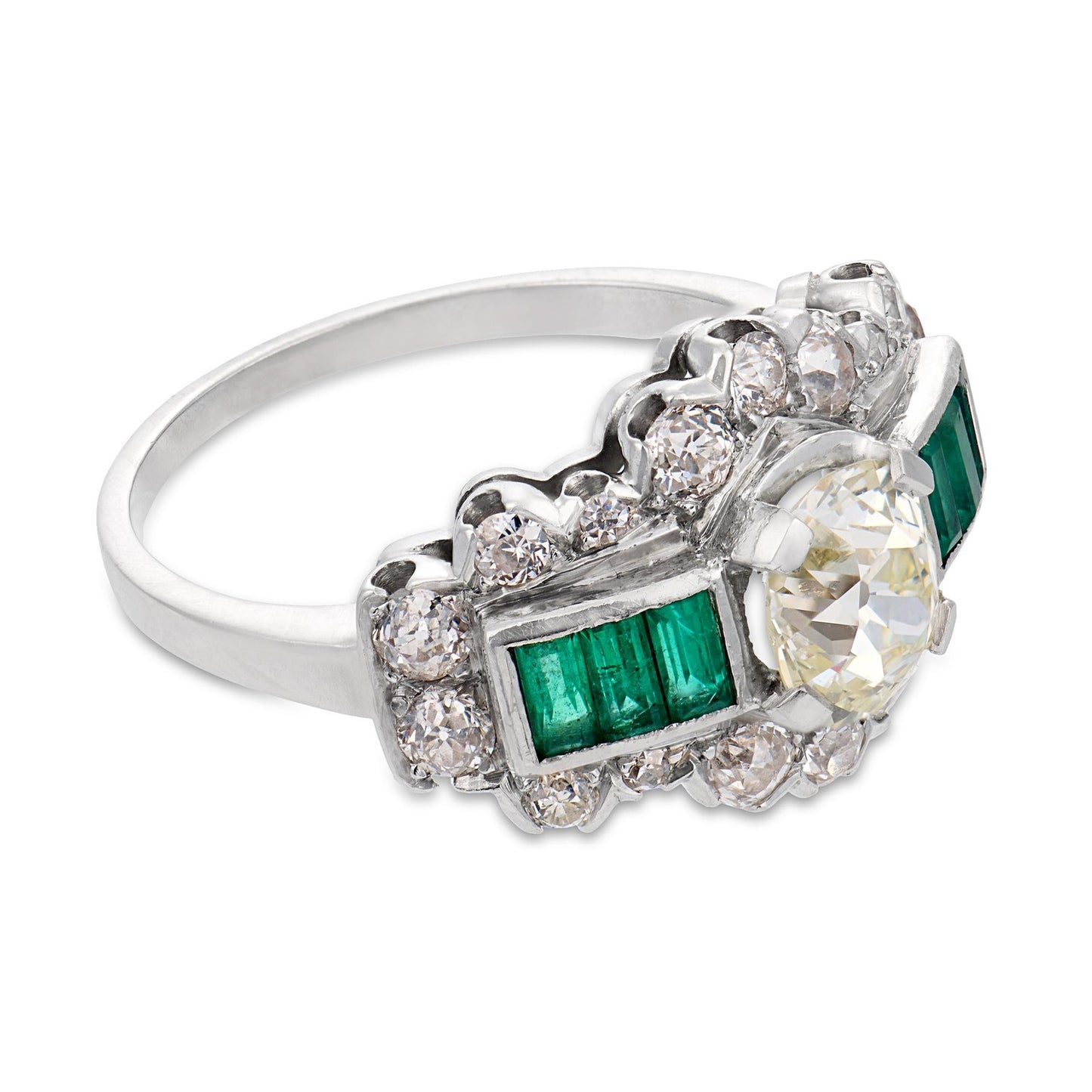 1.19ct Flame & Trapezoid Diamond Three Stone Ring — GIA Certified, 18k White Gold