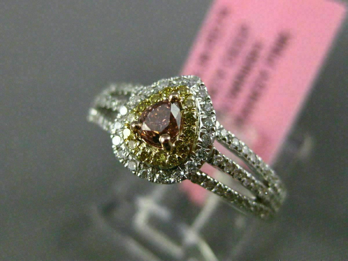 0.59ct Pear Diamond Fancy Multi-Stone Halo Ring — GIA Certified, 18k Tri-Color Gold
