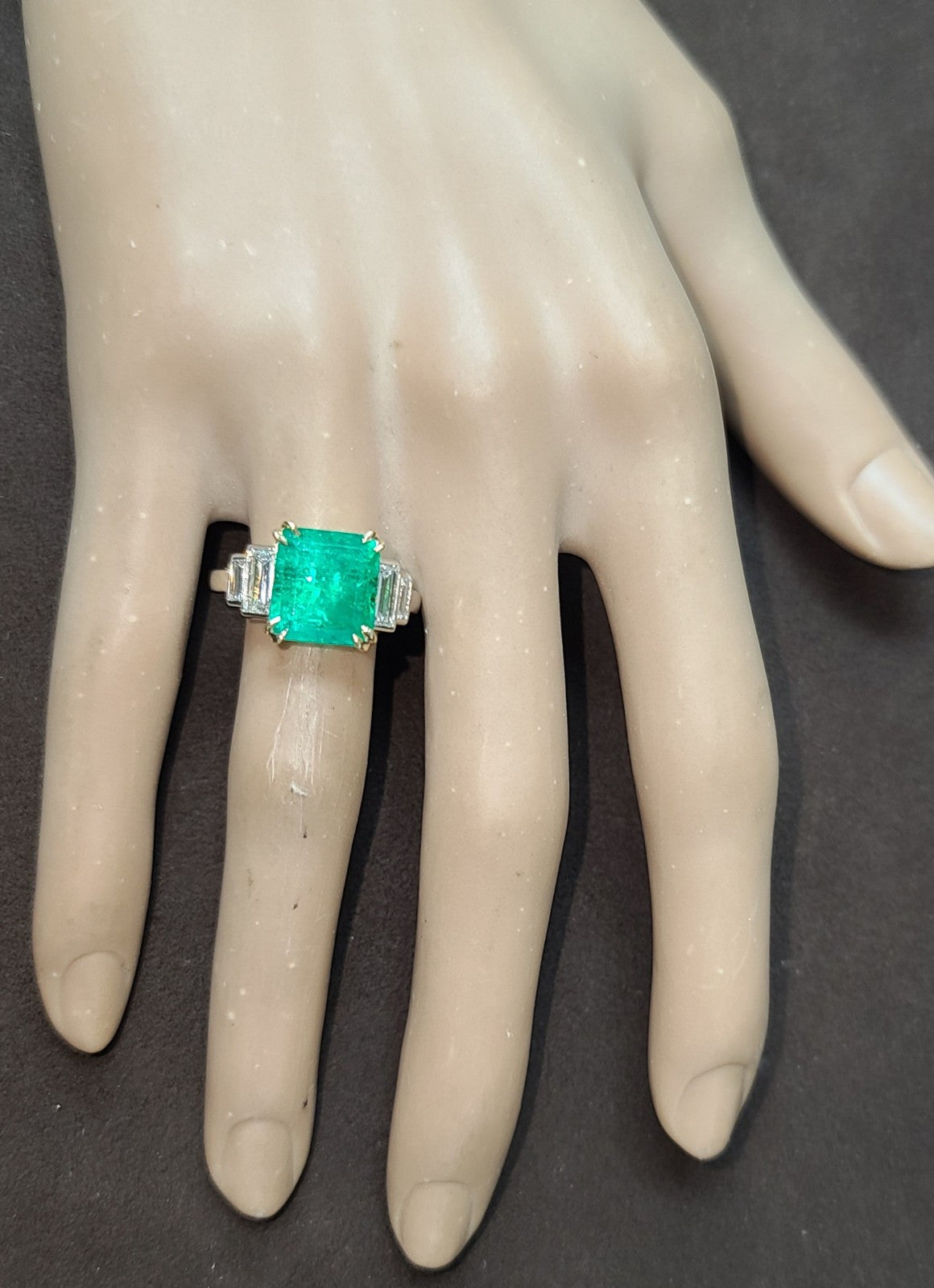 5.87ct Emerald Cut Colombian Emerald Ring — GIA Certified, Platinum & 18k Yellow Gold