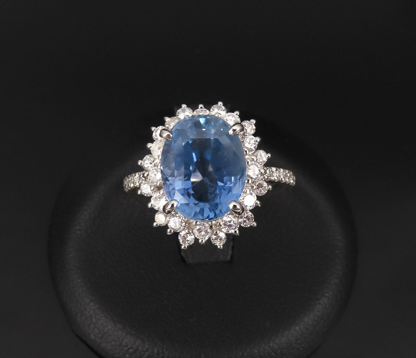 5.05ct Oval Sapphire Diamond Halo Ring — GIA Certified, Platinum