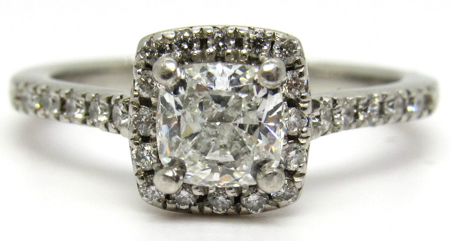 0.72ct Cushion Diamond Halo Engagement Ring — GIA Certified, Platinum