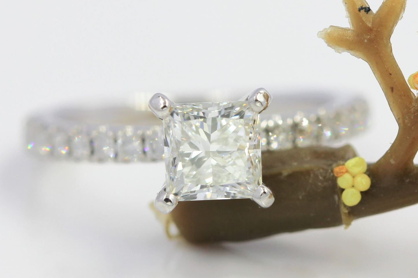1.00ct Square Modified Brilliant Diamond Engagement Ring — GIA Certified, 14k White Gold