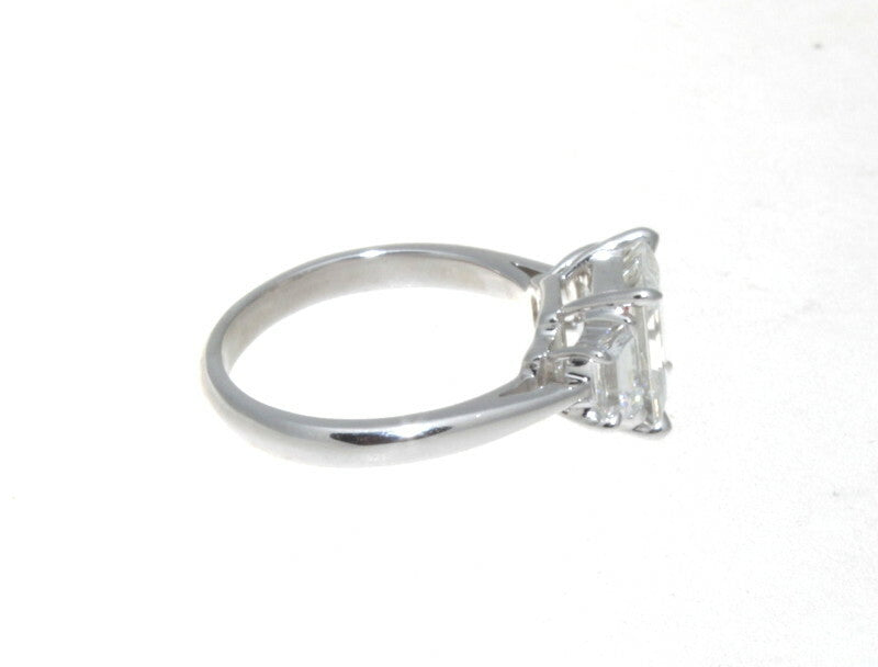 2.06ct Rectangular Step Cut Diamond Three Stone Ring — GIA Certified, Platinum