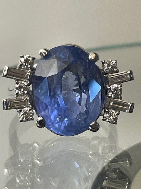14.24ct Oval Natural Sapphire & Diamond Ring — GIA Certified, Platinum