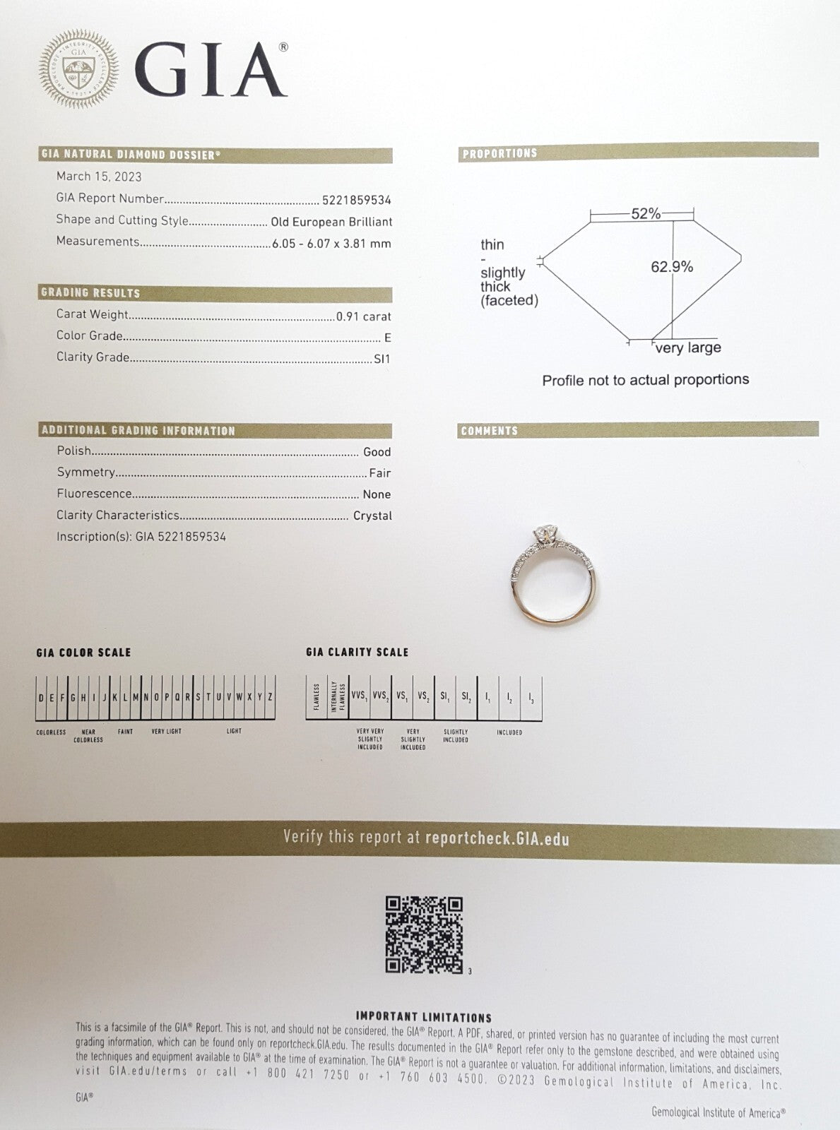 0.91ct Old European Brilliant Diamond Solitaire Ring — GIA Certified, 14k White Gold
