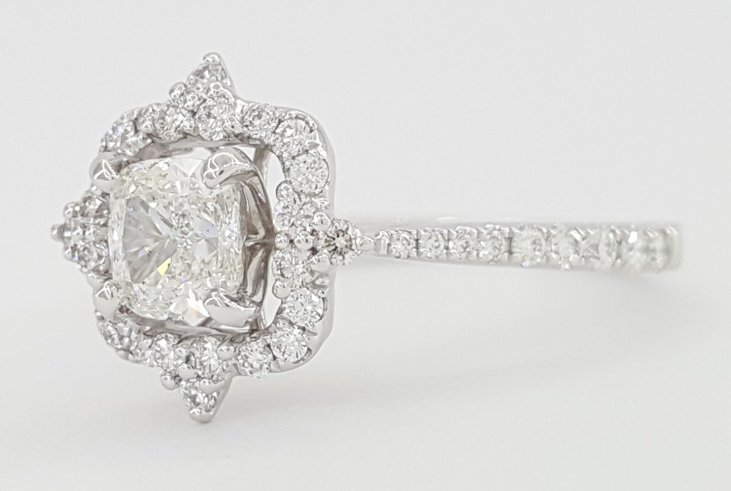 0.61ct Cushion Modified Brilliant Diamond Halo Engagement Ring — GIA Certified, Platinum