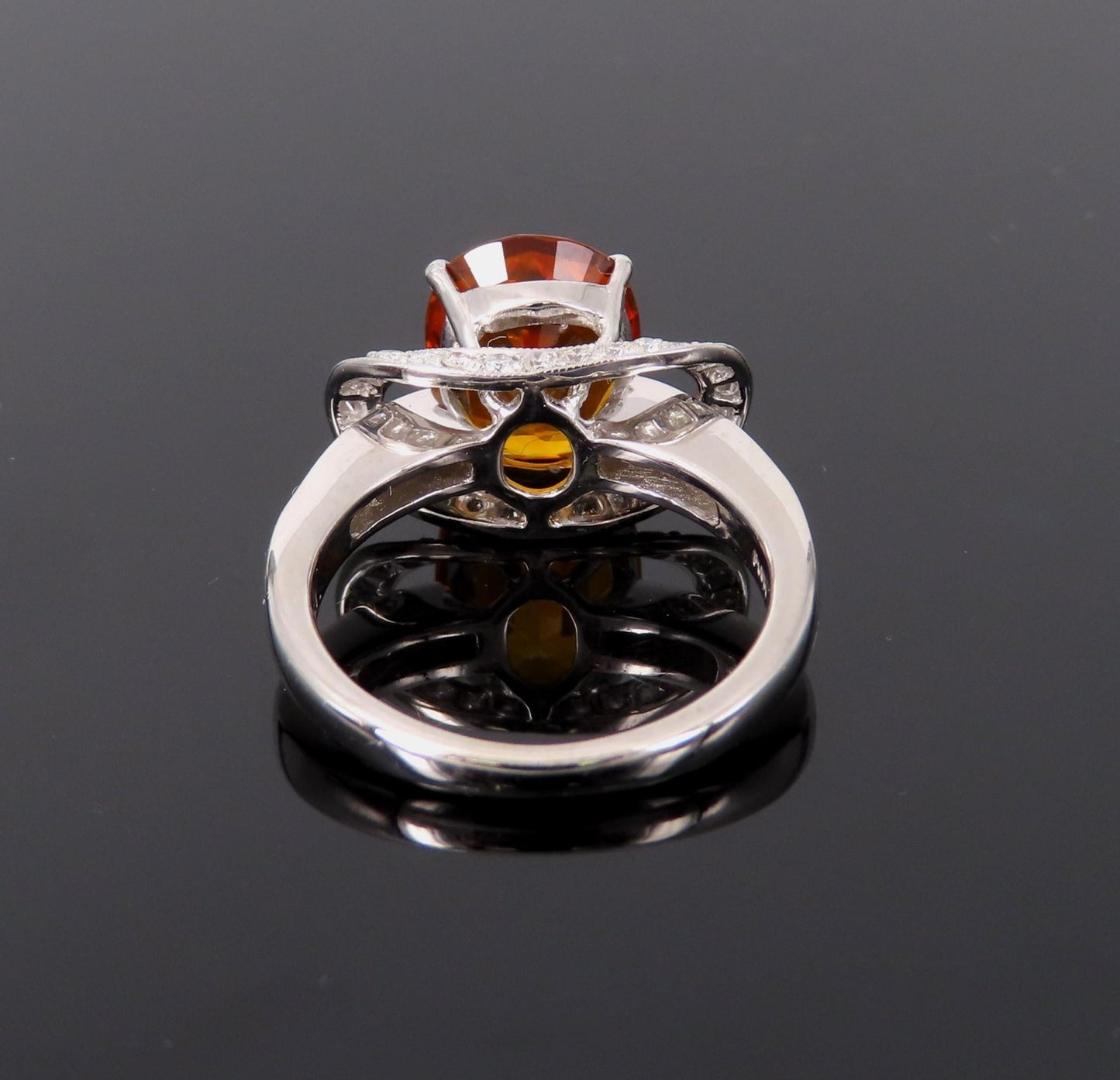 4.49ct Cushion Cut Vivid Orange Sapphire & 0.51ct Diamond Ring — GIA Certified, Platinum