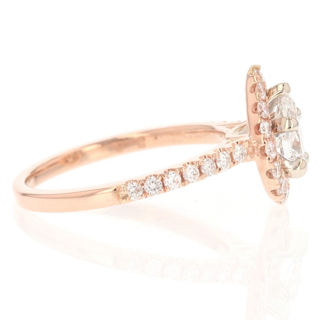 0.85ct Pear Diamond Halo Pavé Engagement Ring — GIA Certified, 14k Rose Gold