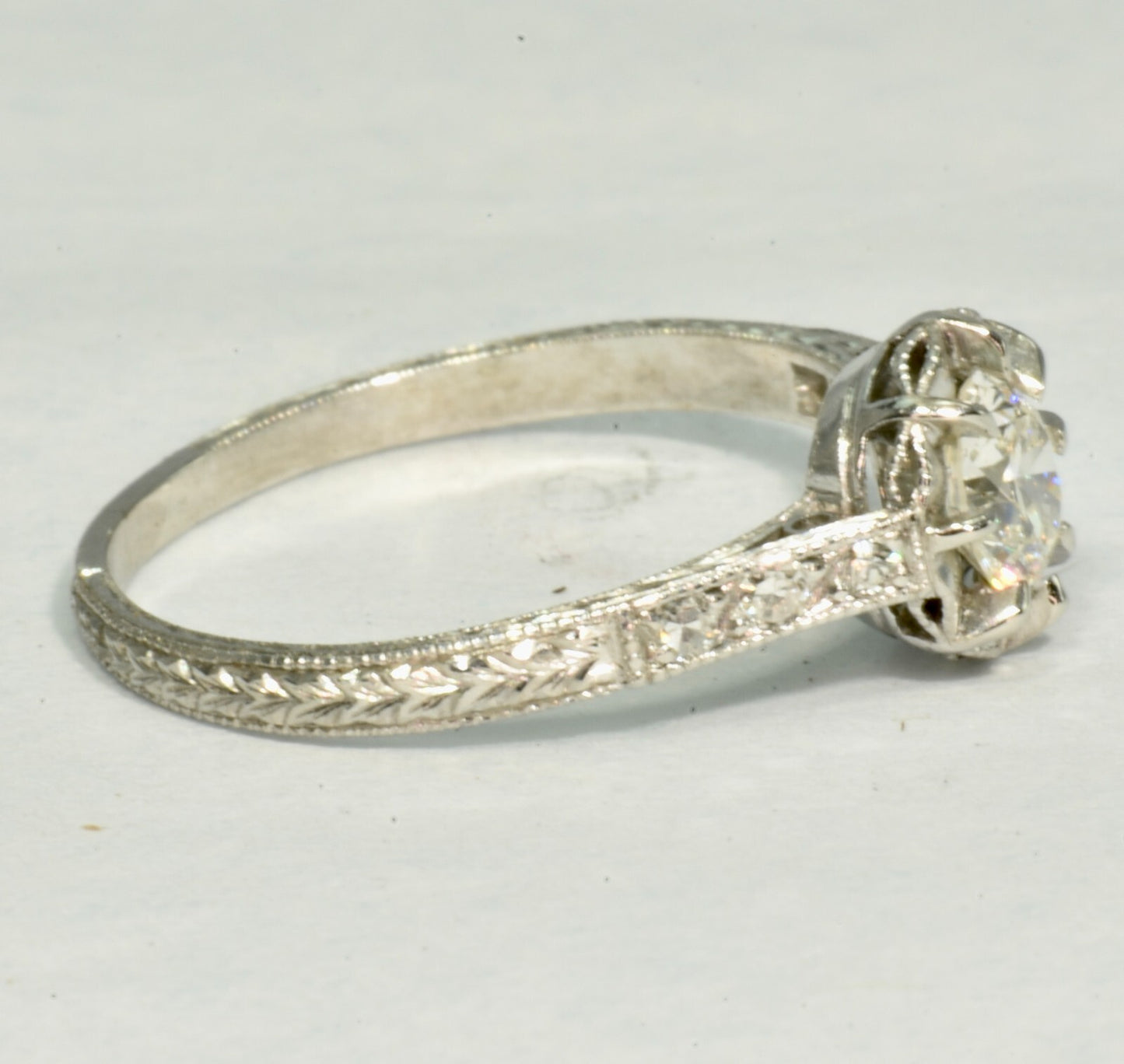 0.49ct Round Brilliant Art Deco Diamond Ring — GIA Certified, Platinum