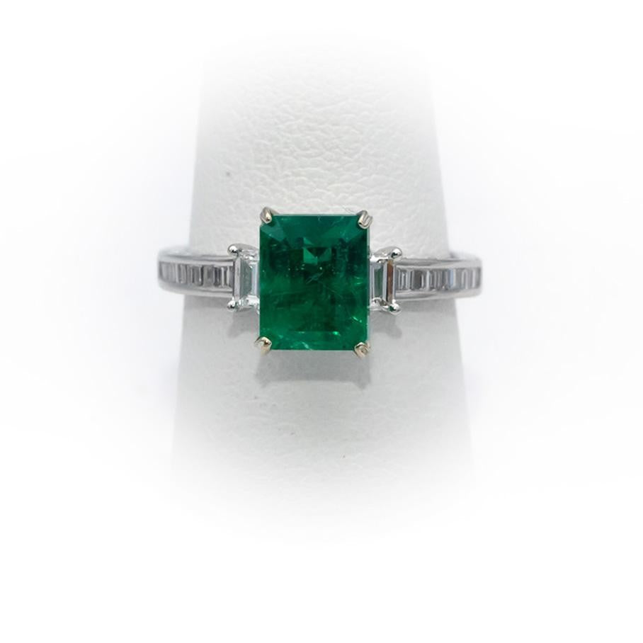 2.29ct Octagonal Emerald Diamond Cocktail Ring — GIA Certified, 18k White Gold