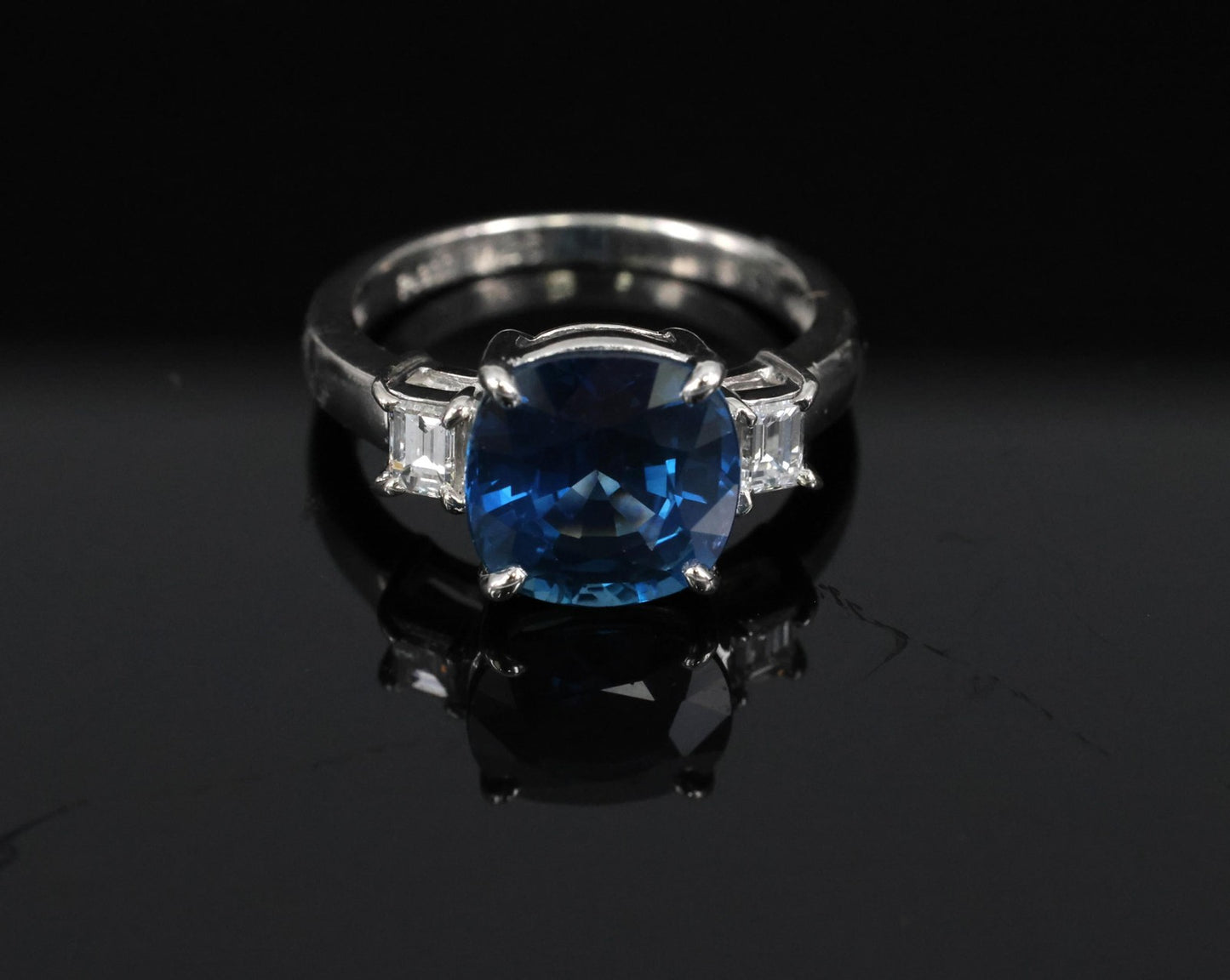3.87ct Cushion Cut Blue Sapphire Diamond Ring — GIA Certified, Platinum