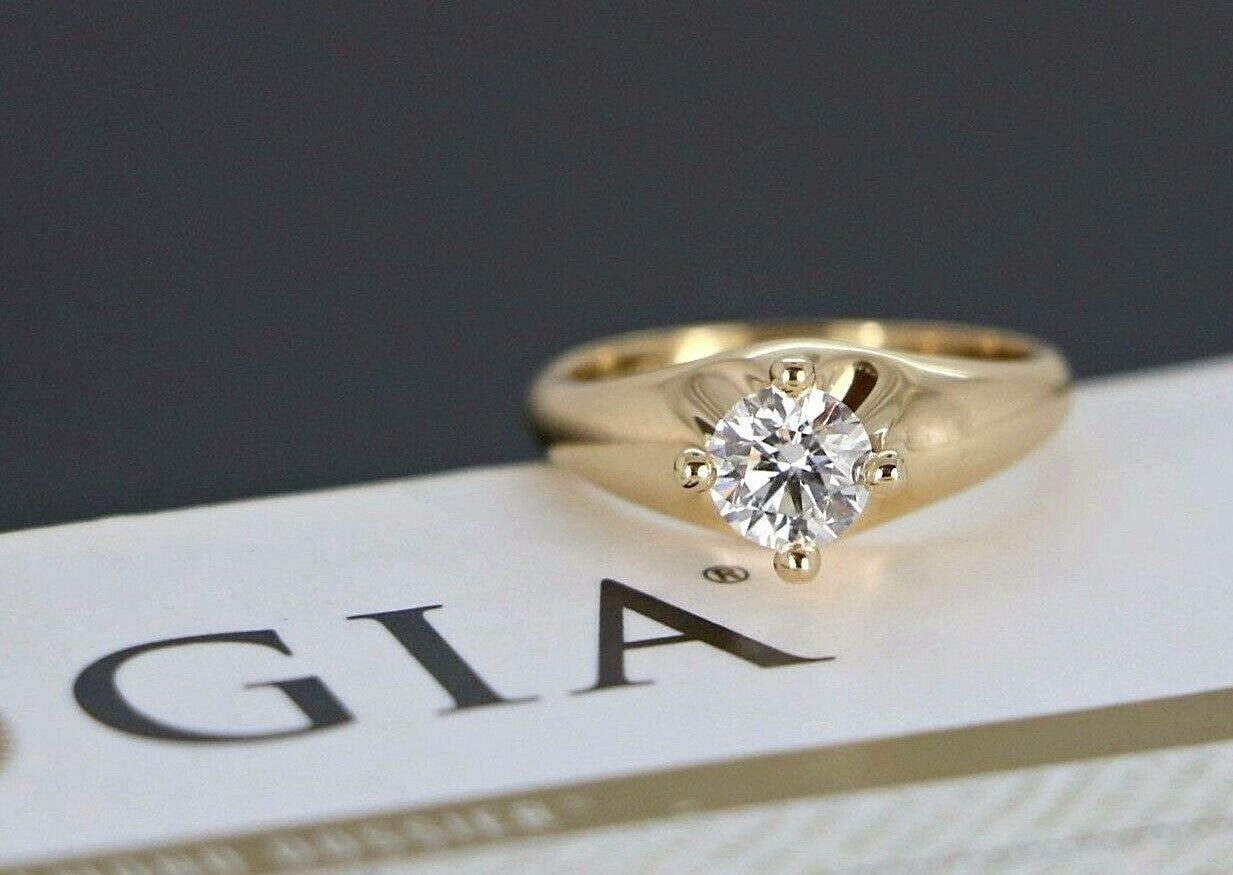 0.58ct Round Brilliant Diamond Engagement Ring — GIA Certified, 18k Yellow Gold