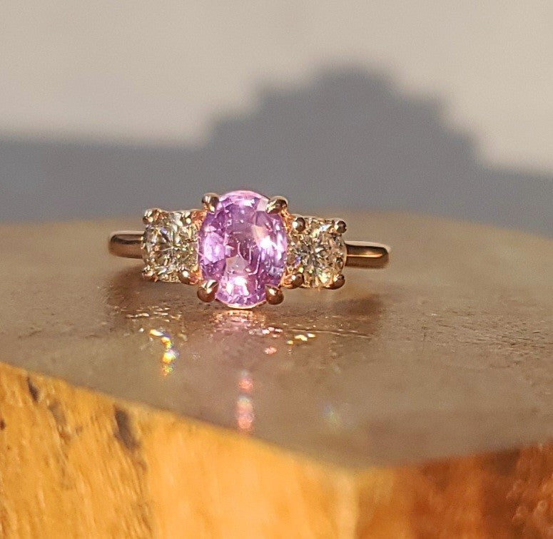 2.02ct Oval Pink Sapphire & 1.00ct Diamond Ring — GIA Certified, Platinum