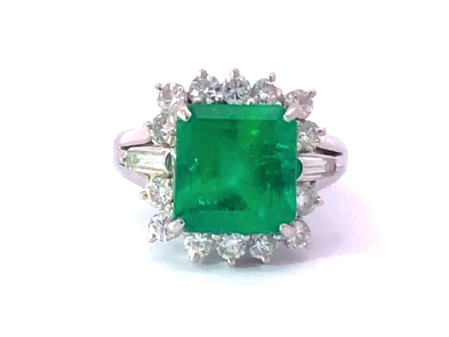 4.24ct Octagonal Colombian Emerald & Diamond Ring — GIA Certified, Platinum