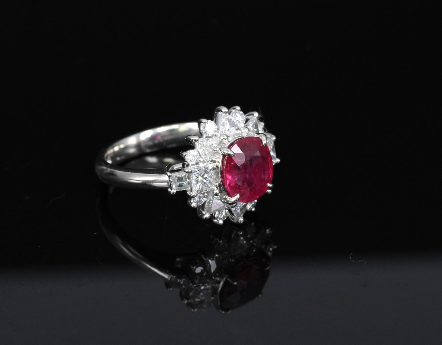 2.36ct Cushion Ruby & 1.02ct Diamond Ring — GIA Certified, Platinum