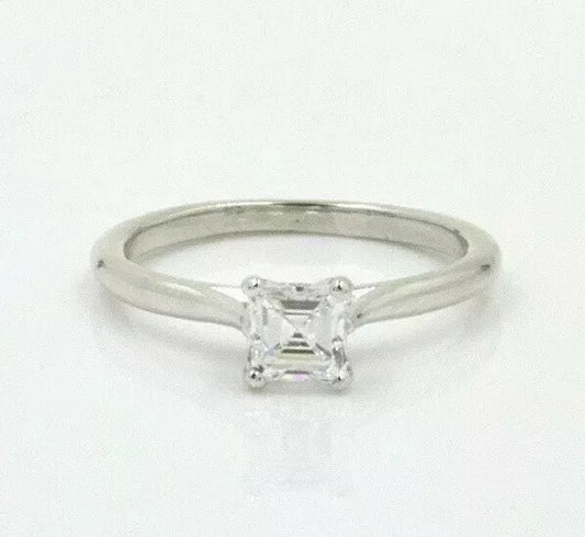 0.69ct Square Emerald Cut Diamond Solitaire Ring — GIA Certified, 14k White Gold