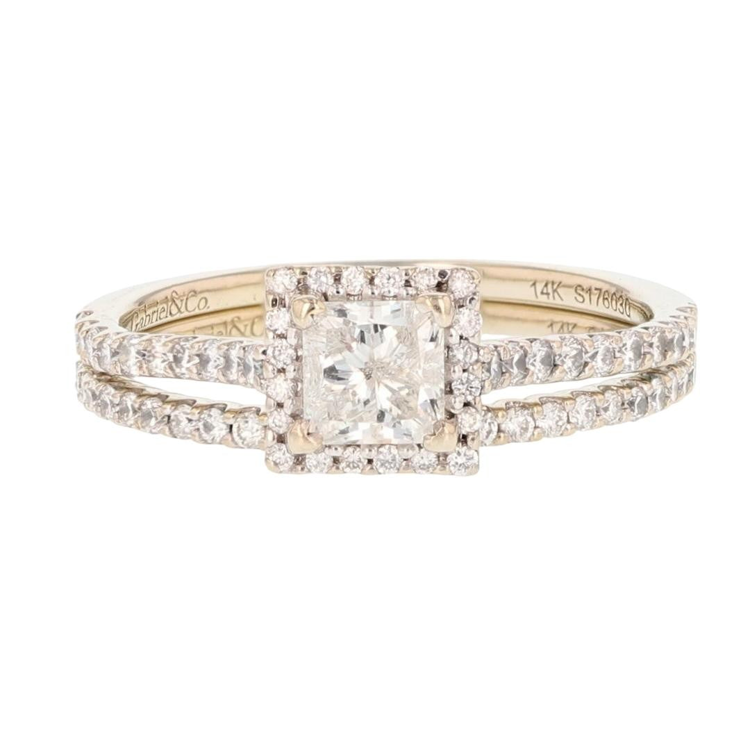 1.36ct Princess Diamond Halo Wedding Set — GIA Certified, 14k White Gold