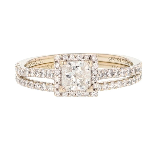 1.36ct Princess Diamond Halo Wedding Set — GIA Certified, 14k White Gold