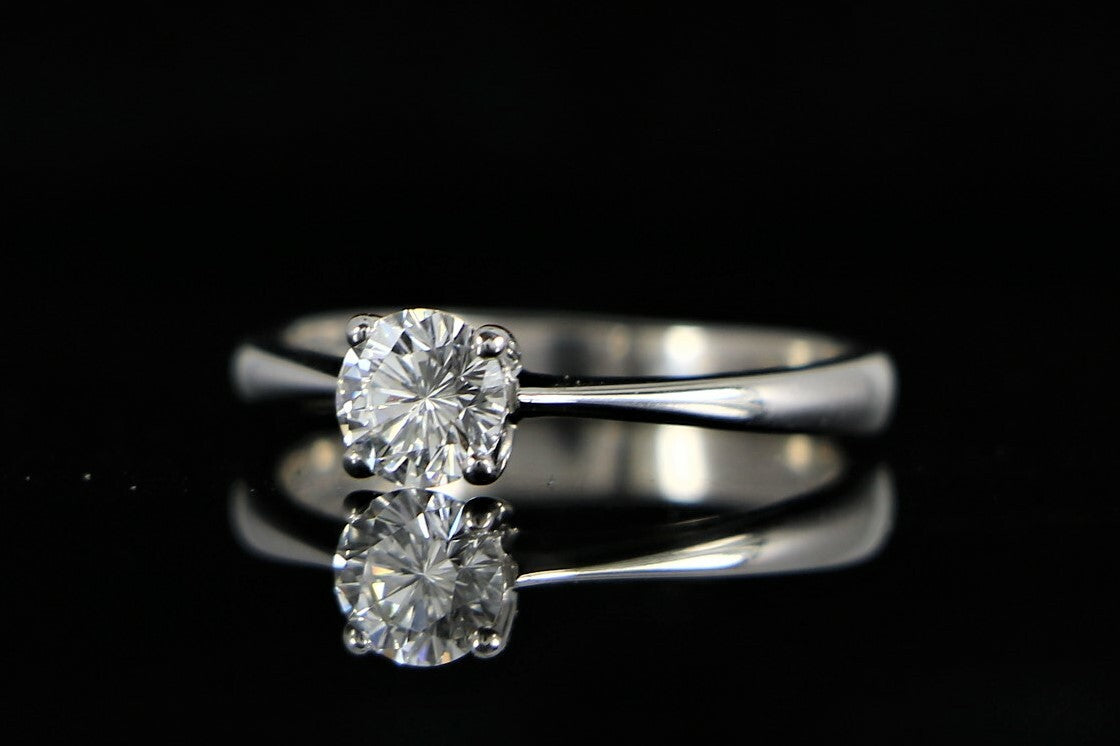 0.41ct Round Modified Brilliant Diamond Engagement Ring — GIA Certified, 18k White Gold