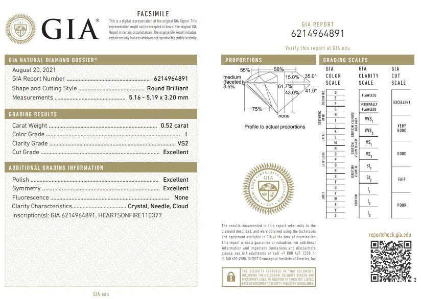 0.52ct Round Brilliant Diamond Engagement Ring — GIA Certified, Platinum