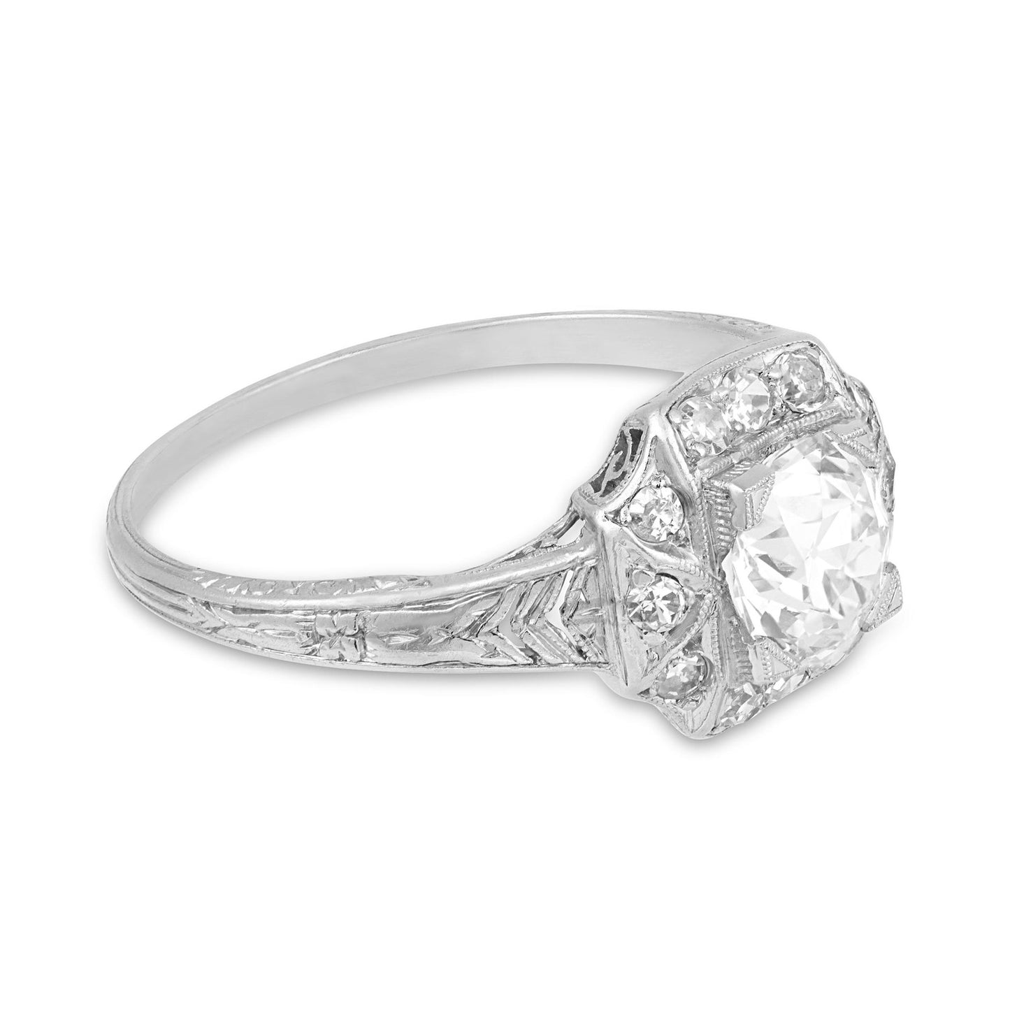 1.14ct Old European Cut Diamond Art Deco Ring — GIA Certified, Platinum