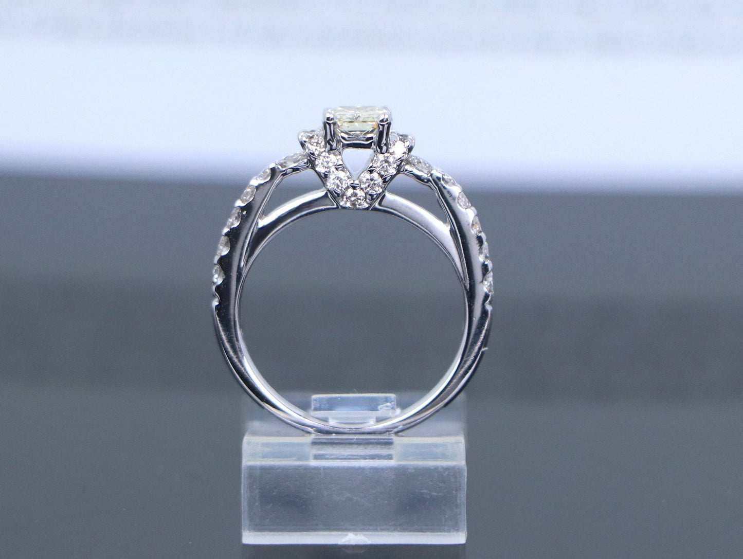 0.51ct Fancy Yellow Diamond Halo Engagement Ring — GIA Certified, 14k White Gold