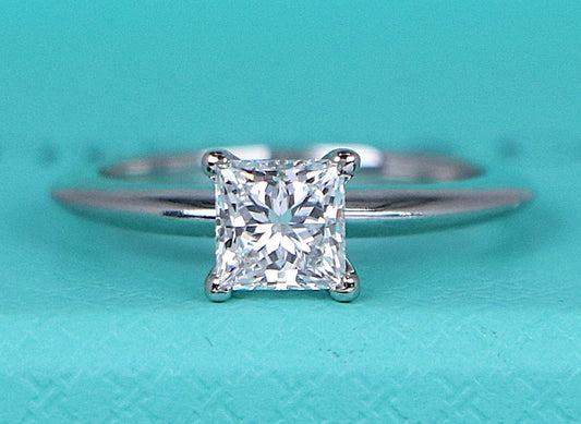 0.70ct Square Modified Brilliant Diamond Engagement Ring — GIA Certified, Platinum
