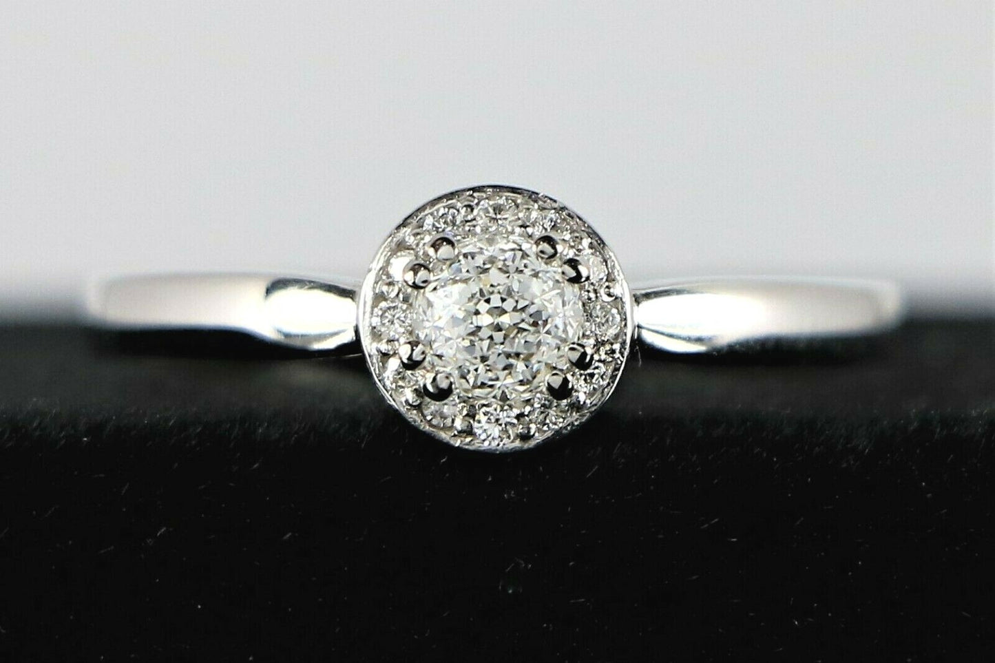 0.47ct Round Brilliant Diamond Halo Engagement Ring — GIA Certified, 14k White Gold