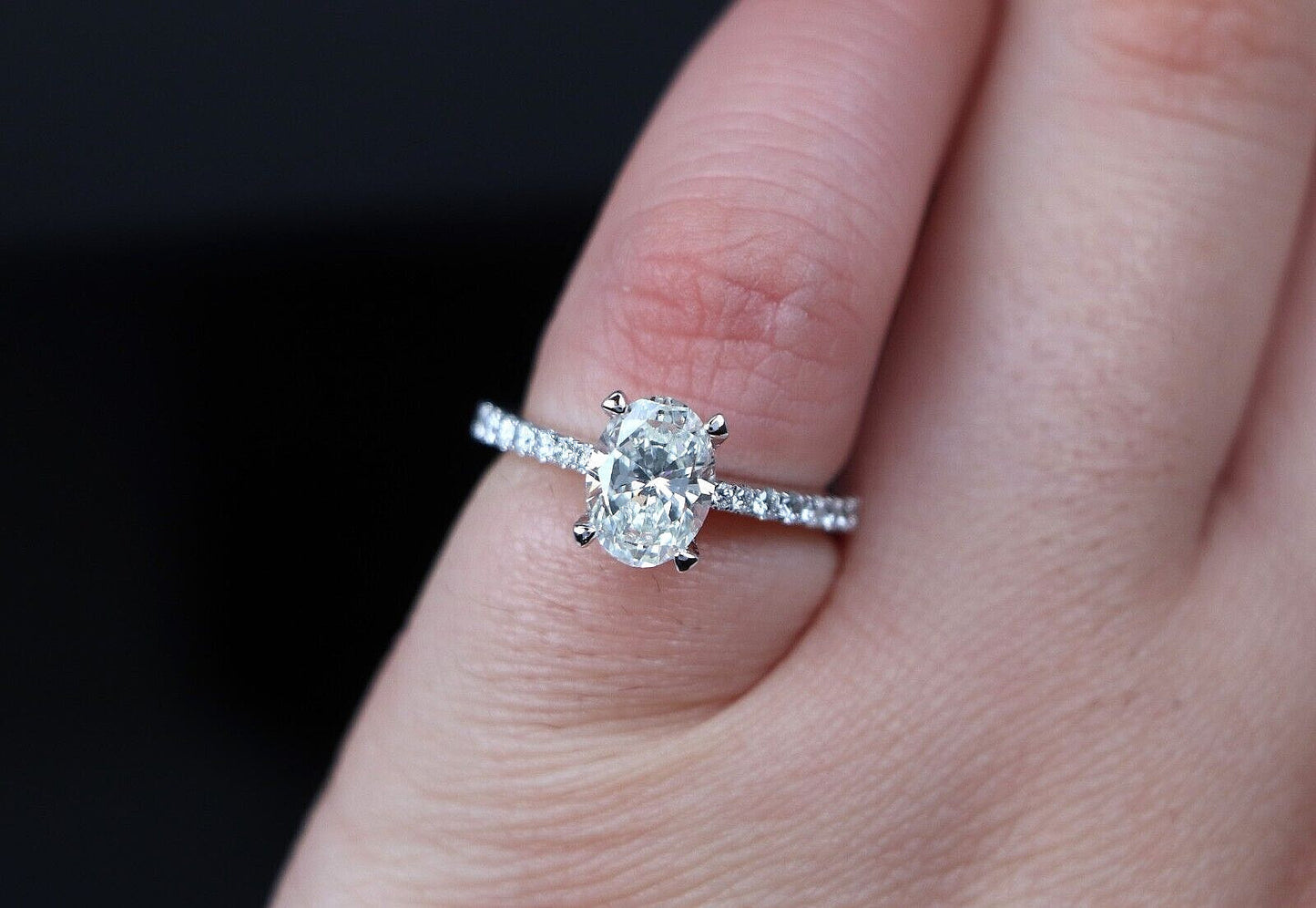 1.51ct Oval Diamond Engagement Ring — GIA Certified, 14k White Gold