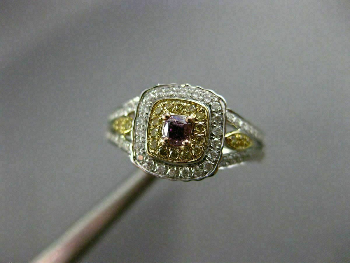 0.44ct Fancy Deep Pink-Purple Diamond 3D Square Halo Ring — GIA Certified, 18k Tri-Color Gold