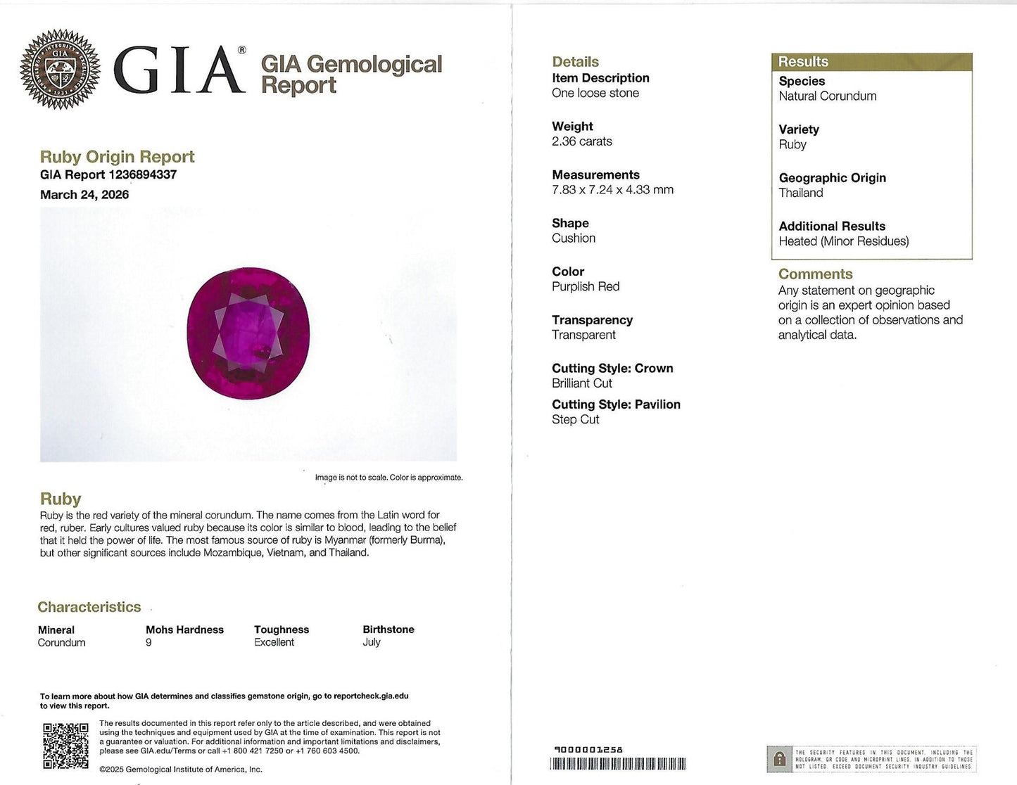 2.36ct Cushion Ruby & 1.02ct Diamond Ring — GIA Certified, Platinum
