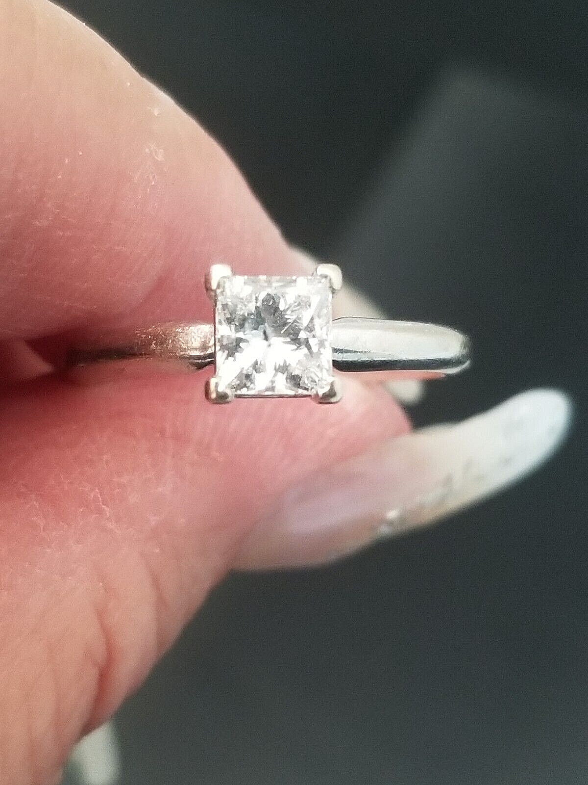0.80ct Princess Cut Diamond Solitaire Ring — GIA Certified, 14k White Gold