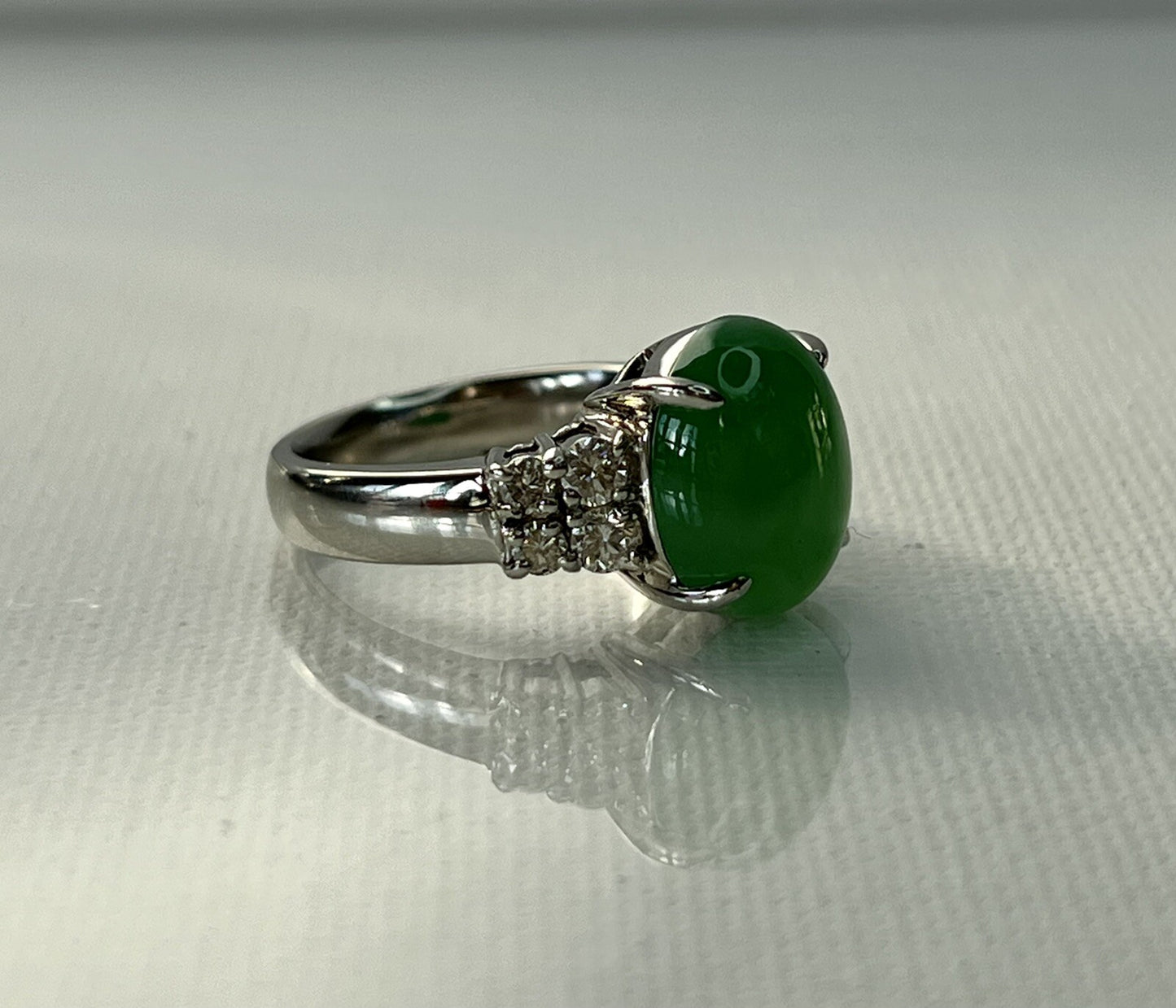 0.55ct Diamond & Jade Jadeite Ring — GIA Certified, Platinum 900