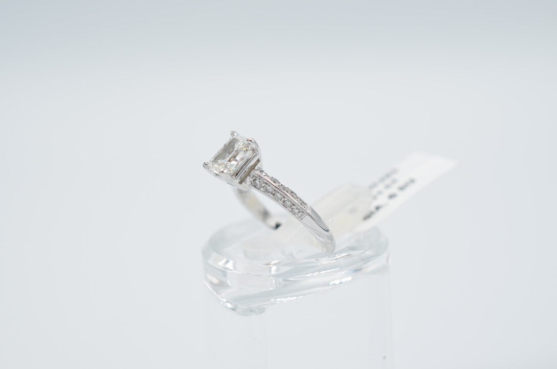 1.31ct Cut-Cornered Rectangular Modified Brilliant Diamond Engagement Ring — GIA Certified, 18k White Gold